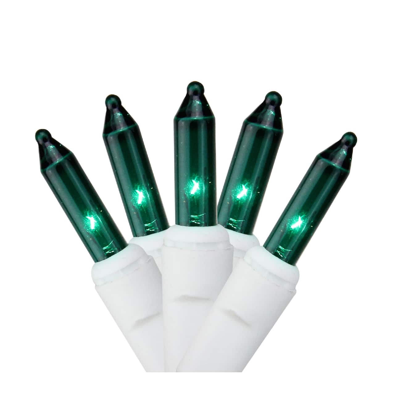 100ct. Green Mini Incandescent Christmas Light Set, White Wire